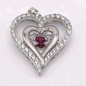 CZ gemstone 925 Sterling Silver Heart Pendant